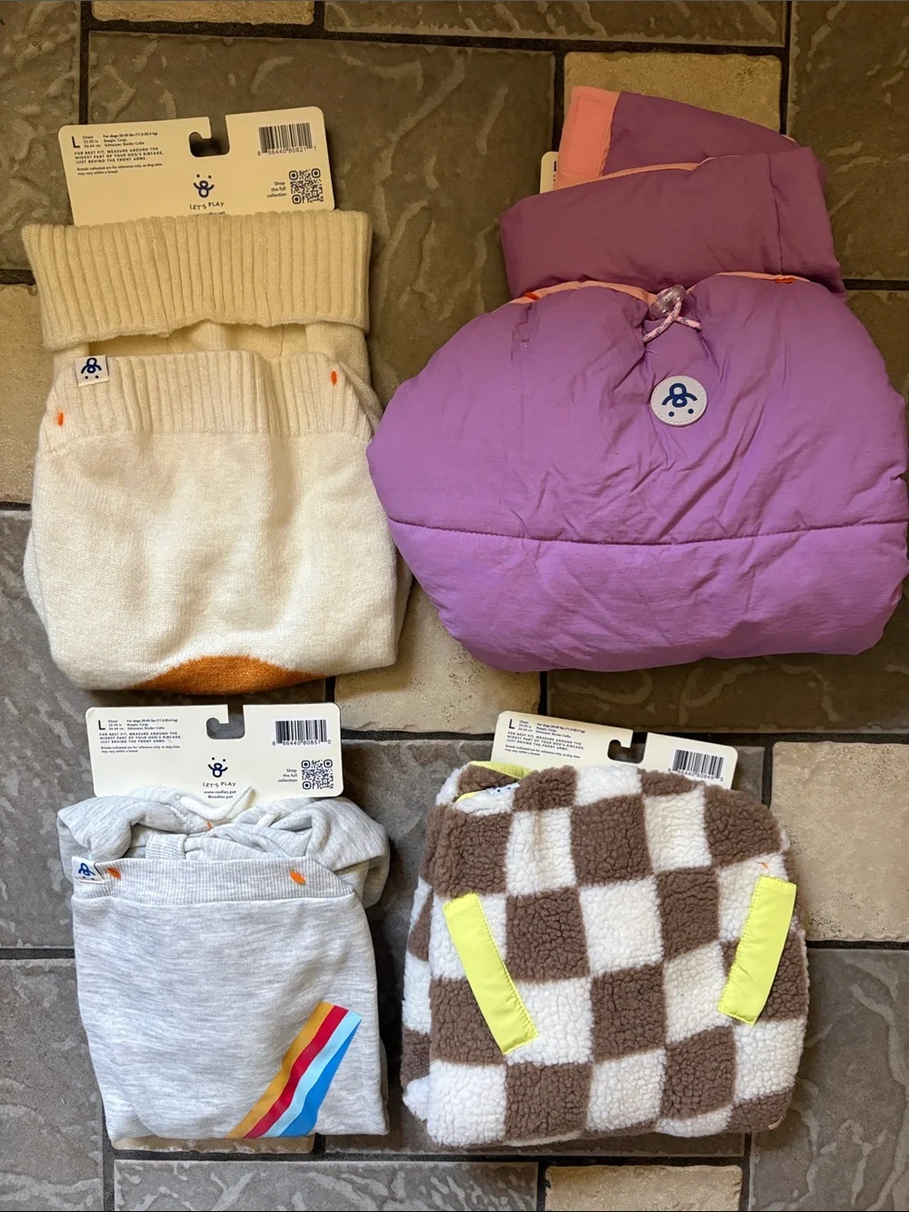New Oodles Cozy Dog Winter Jackets - Assorted Colors (Set of 5)